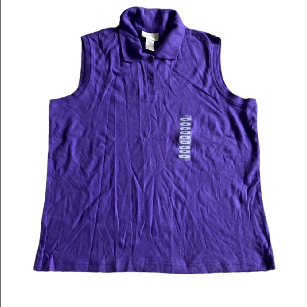 NWT Studio Works Sleeveless Polo Shirt Top Sz L